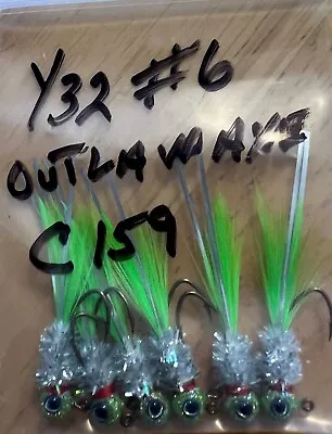 Hand Tied Hackle Tail Crappie Jigs Made In The USA 1/32 Oz #8 6 & 4 Hook • $12