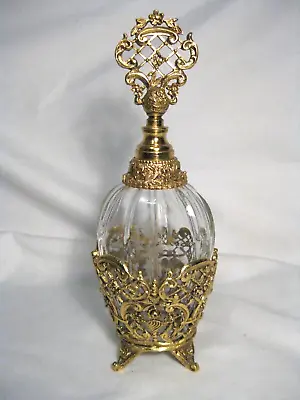 Vintage Matson Gold Plated Ormolu Glass Perfume Bottle W/ Dauber • $90