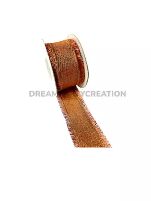 1-1/2  (COPPER) Metallic Mesh WIRED Ribbon With FRINGE EDGE 10 Yards • $9.07