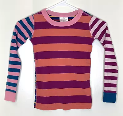 Hanna Andersson 120 US 6 7 Girls Pajamas Top Mix It Up Stripes Long Johns • $9.34