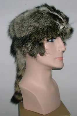 New Raccoon Fur Mountain Man Fur Hat With Face Made In Usa • $99