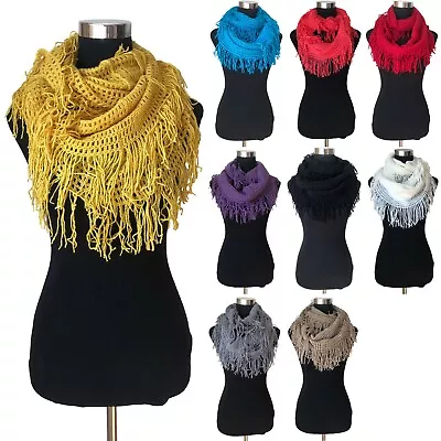 Lot Of 2X New Fashion Women Warm Cozy Knit Tassel Infinity Warm Fringe Scarf • $9.99