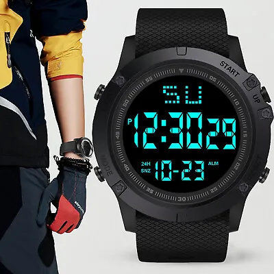 Men Digital Sports Watch Tactical Military LED Backlight Wristwatch Waterproof  • $7.11