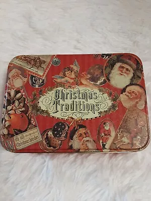 Vintage Holiday Tin  A Christmas Tradition  Rectangle 8  W X 5.5  L X 3  H • $9.90