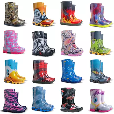 Boys Girls Kids Children Wellington Boots Wellies Rainy Boots Uk Size 4 -2.5 • £12.49