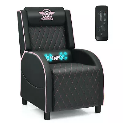 Massage Gaming Recliner Chair Leather Single Sofa Home Theater Seat Pink • $178