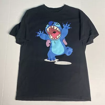 Disney Lilo & Stitch Adult Large T-Shirt Black Short Sleeve Cotton Animation • $8.49