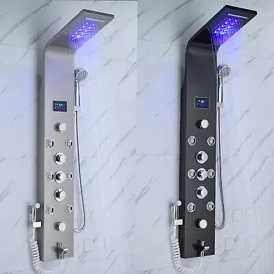 Shower Panel Tower System LED Rain&Waterfall Massage Jet Spraye Stainless Steel • $136.28