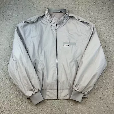 Members Only Jacket Mens Size 44 Gray Full Zip Racing Windbreaker Overcoat • $28.88