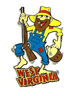 West Virginia Hillbilly With Straw Hat And Moonshine Jug Fridge Magnet • $7.99