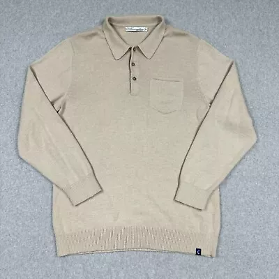 CRIQUET Shirt Men's XL Beige Long Sleeve Classic Front Pocket Golf Polo • $38.88