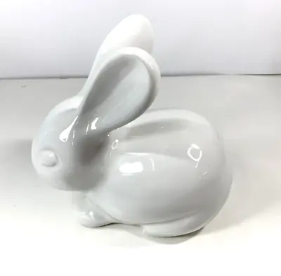 Ceramic White Bunny Cotton Holder Rabbit Dispenser Glazed • $15.95