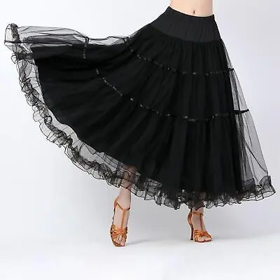 Classical Ballroom Dance Skirt Clothing  Spanish Skirts Dancewear Black • £27.29