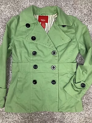 Mossimo Green Pea Coat Womens Size Small Jacket 100% Cotton Lined Pockets • $15.19