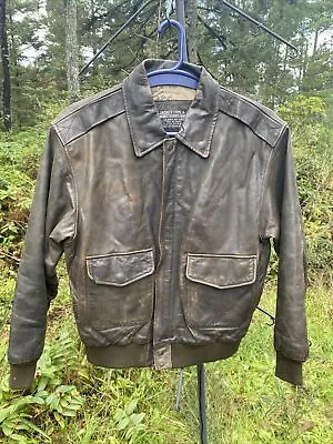 A-2 Flyer's Jacket MEDIUM Leather US ARMY Air Force Bomber Aviator Vintage BROWN • $161.47