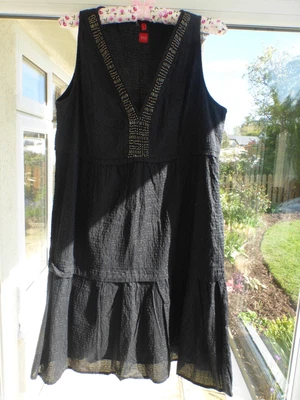 £4.99 • Buy Miss Captain Black Beaded V-Neck  Sleeveless Mini Dress Size 40 UK 12