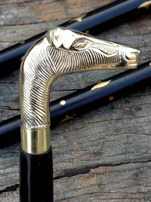Vintage Brass Horse Head Handle Designer Style Wooden Cane Antique Walking Stick • $32.89