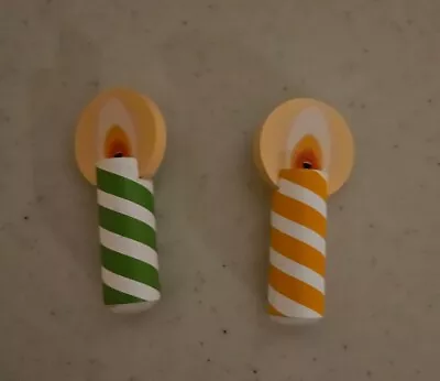 Melissa Doug Cupcake Wooden Hook Loop Candle Replacements Lot Of 2 Green Yellow • $5.99