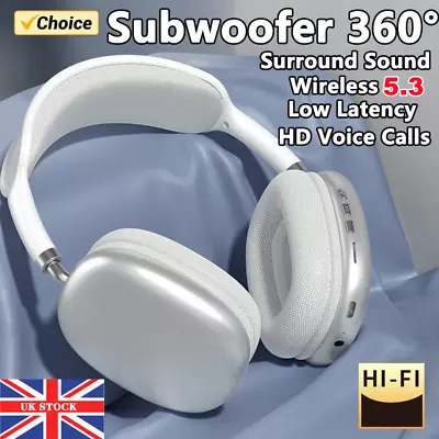 Wireless Bluetooth 5.3 Headphones Noise Cancelling Over-Ear Stereo Earphones UK • £8.54