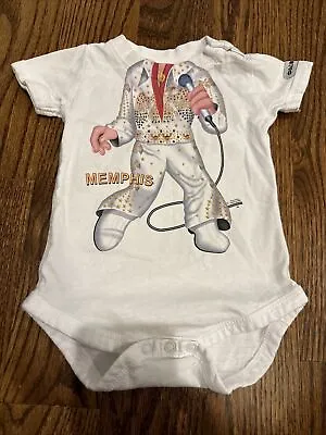 New Elvis Las Vegas Graphic Short Sleeve Bodysuit White 6M • $25