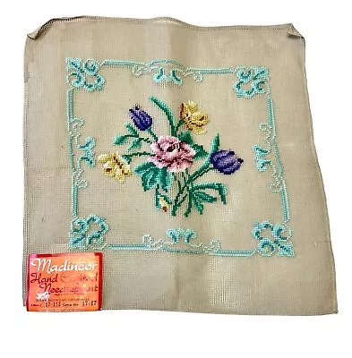 Large Needlepoint Canvas Vintage Madincor Creations By Reynolds Floral Handsewn • $52.99