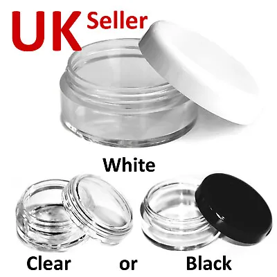 3ml 3g Small Round Plastic Jars Pots Containers Sample Cosmetic Make-Up Craft JG • £22.99