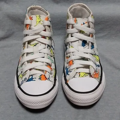 CONVERSE Dinoverse White With Multicolor Dinosaurs  US Size Junior 11 669671F • $16.95