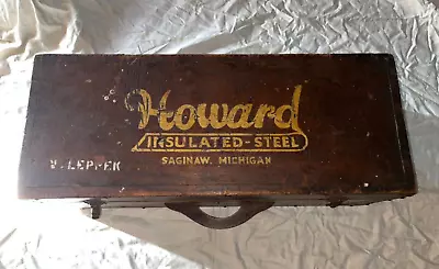 Vintage Wood Machinist Chest Tool Box Antique Saginaw MI Howard Insulated Steel • $174.99