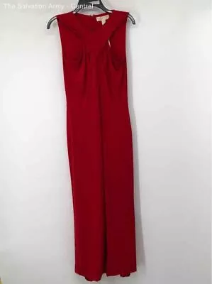 Michael Kors Womens Red Sleeveless Wide-Leg Back Zip One-Piece Jumpsuit Size 8 • $9.99