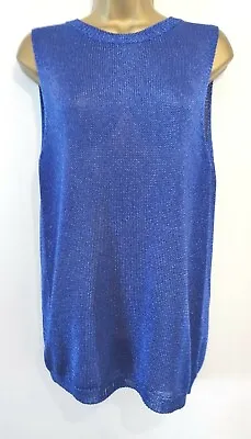 £22.99 • Buy New H&M Metallic Blue Cut Out Open Back Low Armhole Long Tank Vest Top Size 8 34