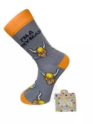 Unisex Highland Cow “I’m A Sexy Beast!” Novelty Socks Gift For Women Or Men • £6.99