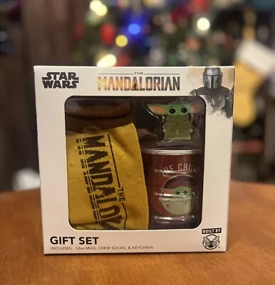 Star Wars The Mandalorian Baby Yoda Boxed Gift Set W/ Crew Socks Mug Key Chain • $15