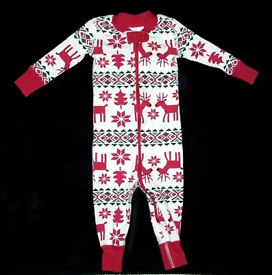 Hanna Andersson 70 6-12 Month Pajamas Zipper Night XMAS Reindeer Nordic Sleeper • $16.95