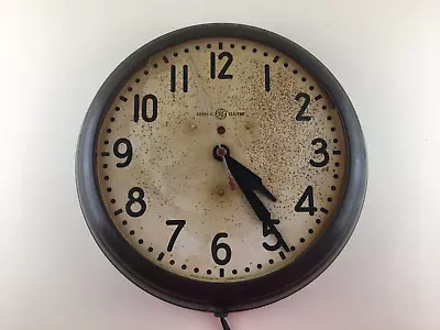 VINTAGE 1930s GENERAL ELECTRIC MODEL 1F412 COMMERCIAL SCHOOL WALL CLOCK NO GLASS • $85