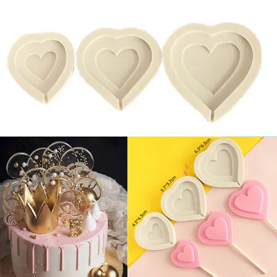 Heart Silicone Lollipop Mould Fondant Cake Molds Chocolate Lolly Candy Baking • £3.59