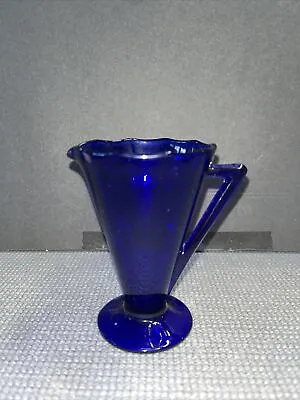 Vintage Art Deck Cobalt Blue Glass Creamer • $20