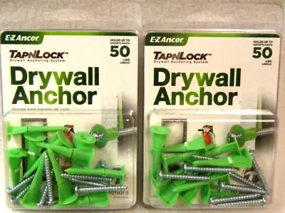 2) 10 Pack E-Z Ancor 25013 Twist-N-Lock 50 Lbs Drywall Anchor With Screws • $18.77