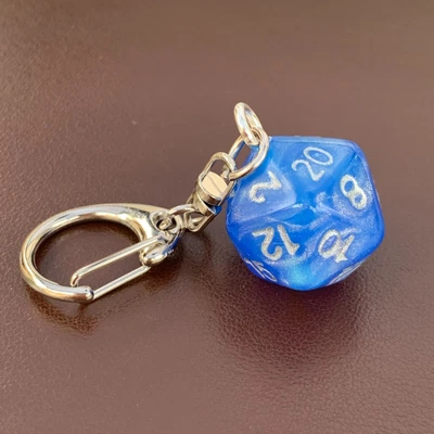 £2.99 • Buy D20 Dice Keyring - Moonstone Sapphire - Dice - Geek - Games Master - D&D.