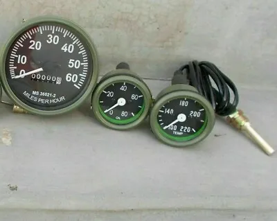 Willys Jeep Speedometer Temperature Gauge Oil Pressure Gauge Set Military Trucks • $35.10