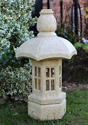 Garden Ornament Solar Chinese Pagoda Buddha Zen Japanese Lantern Ceramic • £45.95