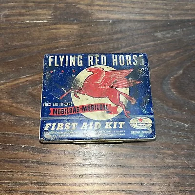 Flying Red Horse Mobilgas Mobiloil First Aid Kit Tin. No Contents. Very Scarce. • $50