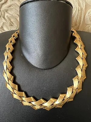 £49.99 • Buy Vintage Designer Trifari 70’s Gold Plated Link Chain Collar Necklace Signed