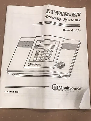 Monitronics Ademco LYNXR-EN Security System Users Guide K5964MTV1 (L5B3) • $3.99