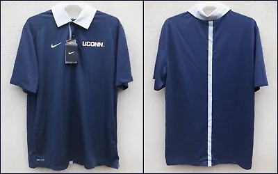 Nike UConn Huskies Polo Shirt Blue Gray Elite Coach Basketball Men's $75 Large L • $54.99