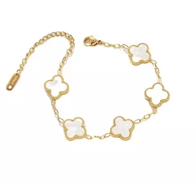 Van Cleef  & Arpels Inspired Bracelet White And Gold Plated • $42