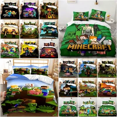 Minecraft Quilt Duvet Doona Cover Single Double Queen Pillowcase Bedding Set AU • $14.99