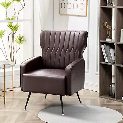 Pu Leather Modern Decorative Chair Single Wing High Back Armchair • $469