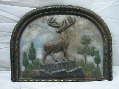 Antique Cast Iron Fireplace Summer Cover Insert Deer Stag Cabin Elk Fire Place • $529.99