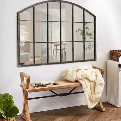 UK Extra Large Rustic Window Style Arch Wall Mirror Garden Vintage Outdoor 110CM • £85.95