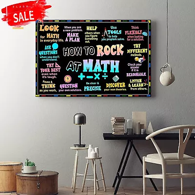 How To Rock At Math  Poster Back To School Gift Classroom Wall Decor • $15